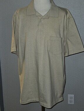 Lands' End Men's Short-Sleeve Polo in Light Beige